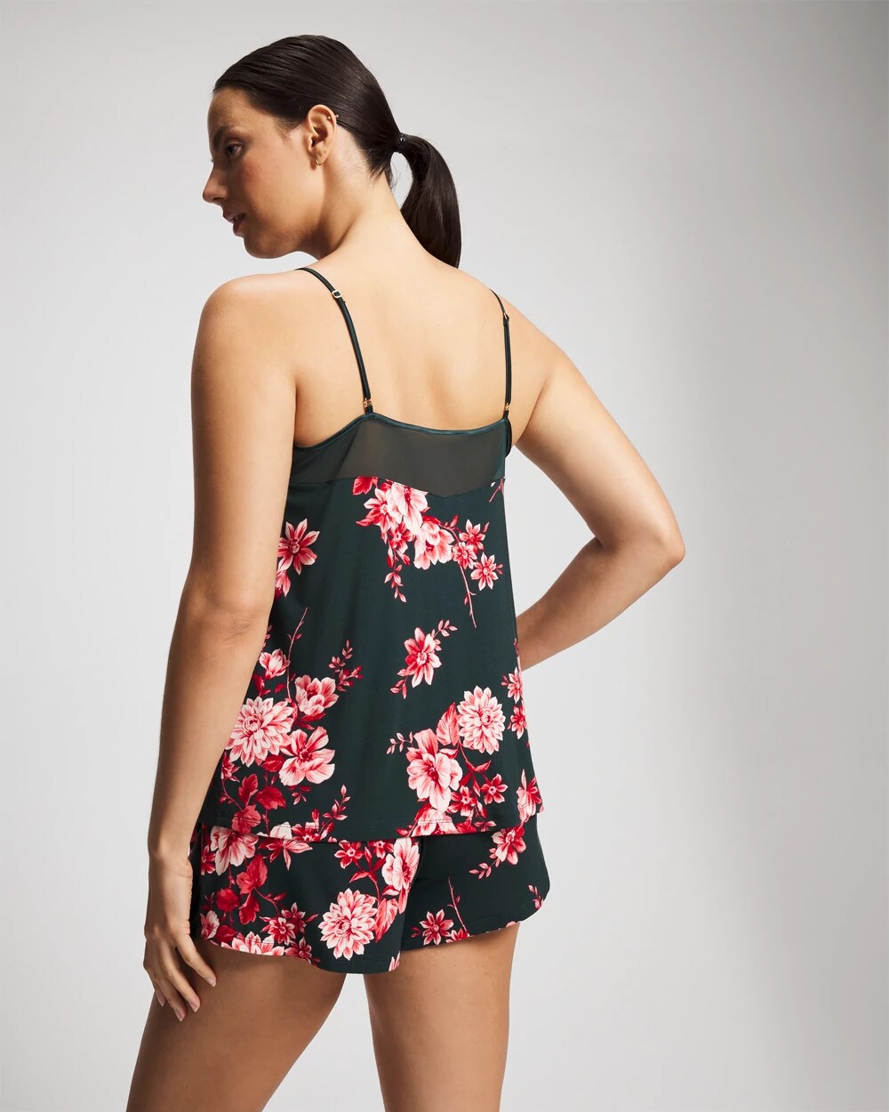 Soma / Mesh Trim Pajama Cami COTTAGE FLORAL GREEN
