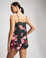 Soma / Mesh Trim Pajama Cami COTTAGE FLORAL GREEN