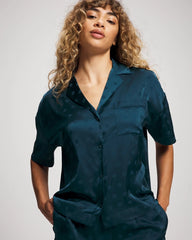 Soma / Jacquard Dot Relaxed Notch Collar Pajama Top DRAMA DOTS DARK HARBOUR