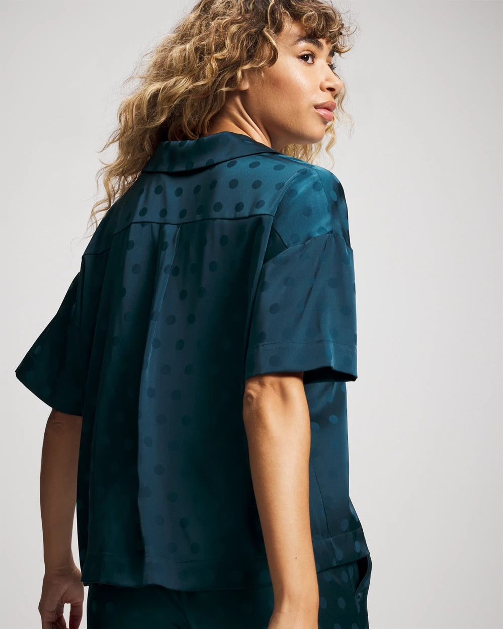 Soma / Jacquard Dot Relaxed Notch Collar Pajama Top DRAMA DOTS DARK HARBOUR