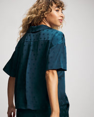 Soma / Jacquard Dot Relaxed Notch Collar Pajama Top DRAMA DOTS DARK HARBOUR
