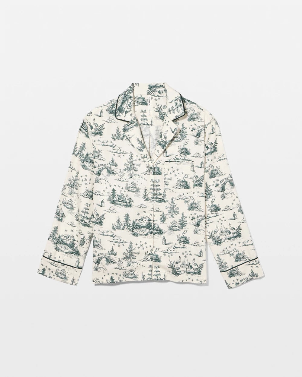 Soma / Long-Sleeve Notch Collar Pajama Top ENCHANTED TOILE GREEN
