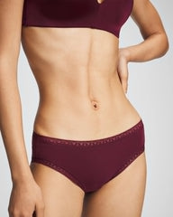 Soma / Cotton Hipster Panty with Lace Trim VELVET PLUM