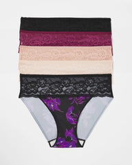 Soma / Edge Hipster Panty with Lace 5 Pack POMEGRANATE WINE MULTI PK