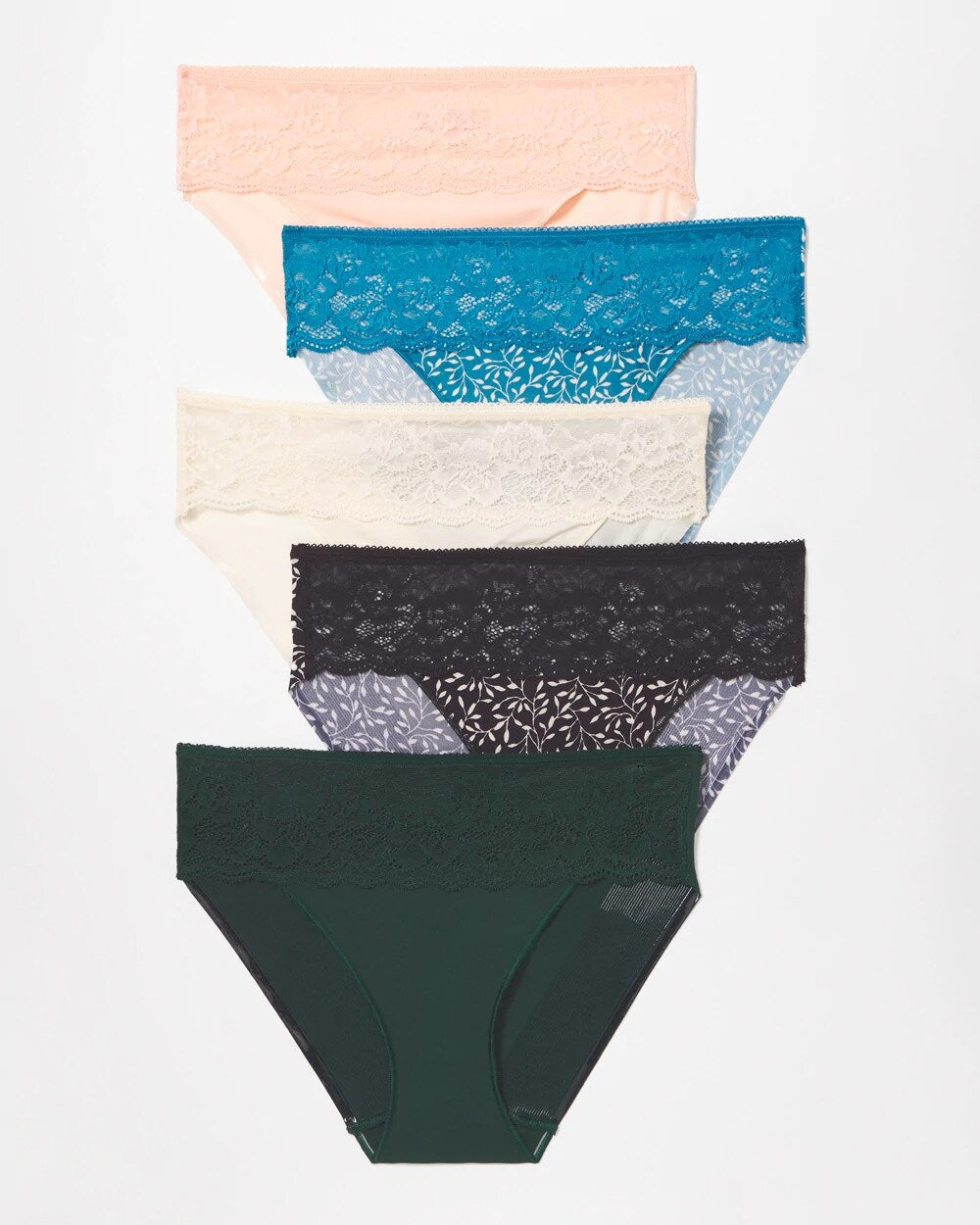 Soma / Edge Hipster Panty with Lace 5 Pack LUSH EMERALD MULTI PACK