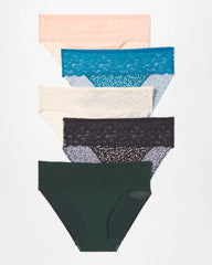 Soma / Edge Hipster Panty with Lace 5 Pack LUSH EMERALD MULTI PACK