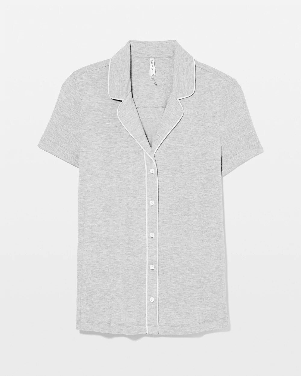 Soma / Solid Short Sleeve Notch Collar Pajama Top HEATHER OPAL GRAY