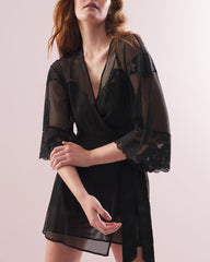 Soma / Robe with Mesh and Lace BLACK