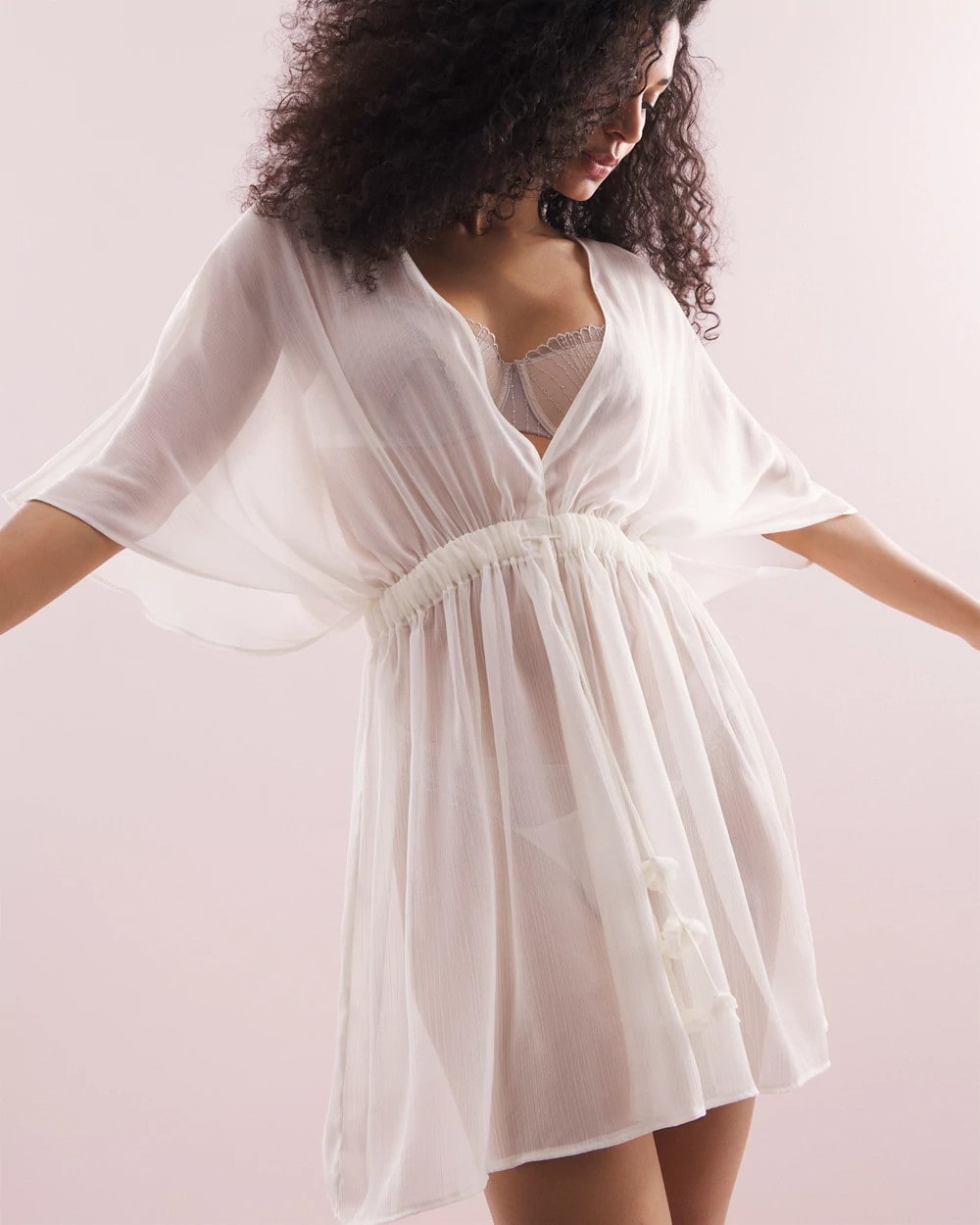 Soma / Soma's Sexiest Crinkle Chiffon Tie Robe IVORY