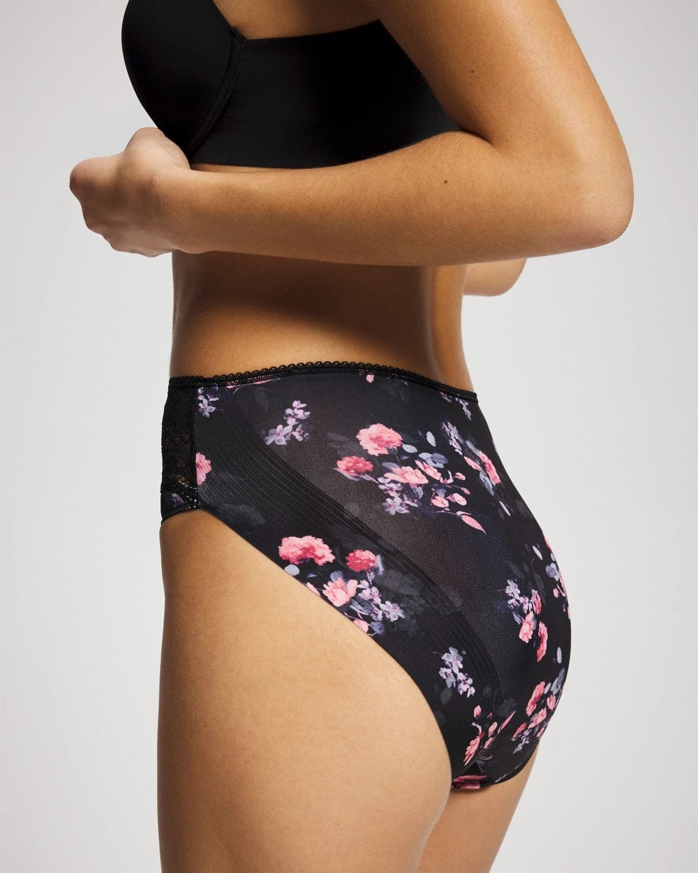 Soma / Edge High-Leg Panty with Lace FLORAL DREAMS BLACK MINI