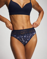 Soma / Edge High-Leg Panty with Lace BOTANICAL TILE NAVY M