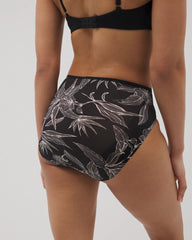 Soma / Edge High-Leg Panty with Lace PLUMERIA BLOOMS BLK CH
