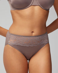 Soma / High-Leg Panty with Lace MOCHACCINO