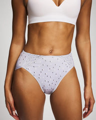 Soma / Tummy High-Leg Brief Panty with Lace HALF MOON BLUE OPAL