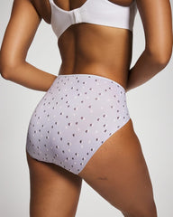 Soma / Tummy High-Leg Brief Panty with Lace HALF MOON BLUE OPAL