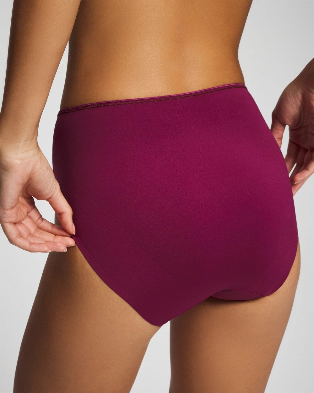 Soma / Tummy High-Leg Brief Panty with Lace POMEGRANATE WINE