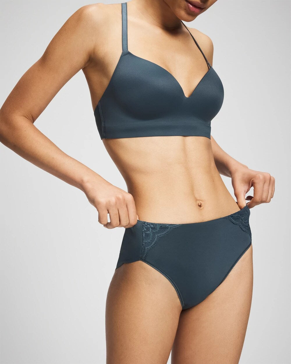Soma / Tummy High-Leg Brief Panty with Lace PETROL