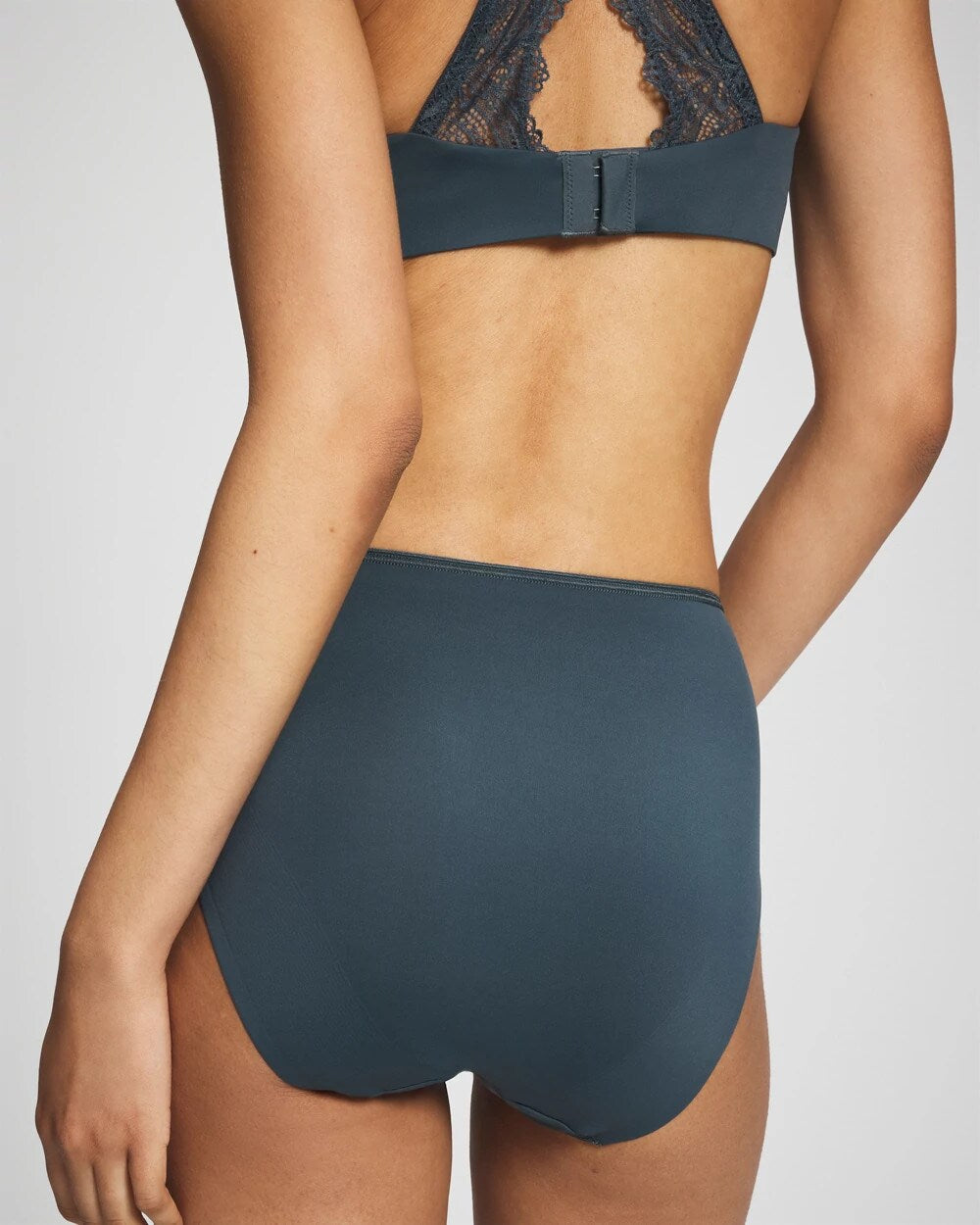 Soma / Tummy High-Leg Brief Panty with Lace PETROL