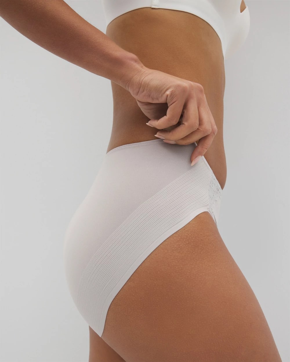 Soma / Tummy High-Leg Brief Panty with Lace GRAY GLASS