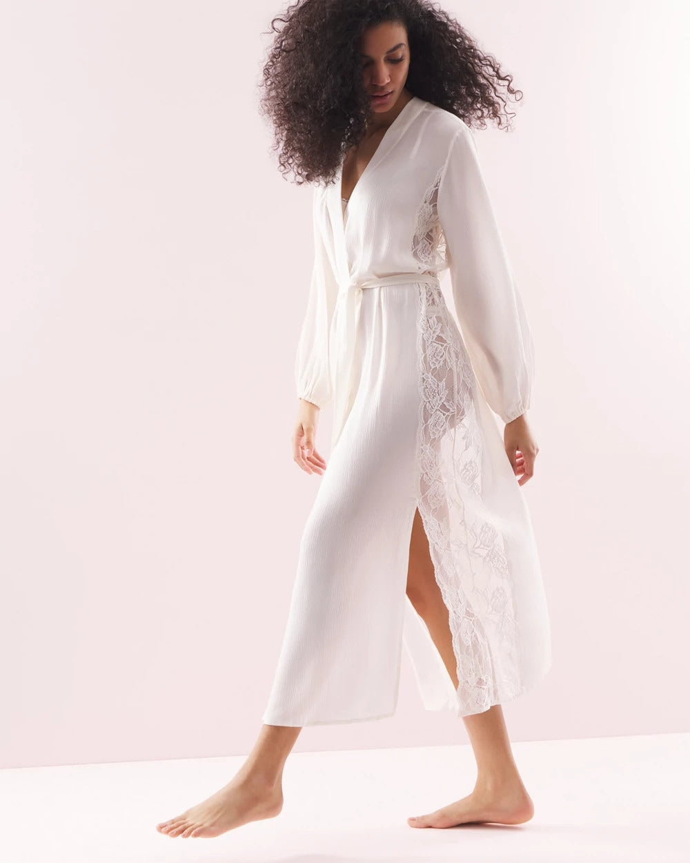 Soma / Soma's Sexiest Silk Chiffon Long Robe IVORY