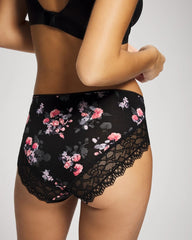 Soma / High-Leg Panty with Enchanting Lace FLORAL DREAMS BLACK MINI