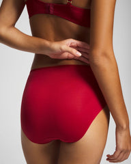 Soma / High-Leg Brief Panty with Sensuous Lace RED VELVET TONAL W/ LUREX