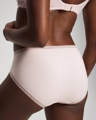 Soma / Cotton High-Leg Brief Panty with Lace Trim PRETTY PINK