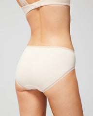 Soma / Cotton High-Leg Brief Panty with Lace Trim PALE SAND