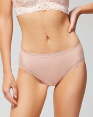 Soma / Cotton High-Leg Brief Panty with Lace Trim HUSH