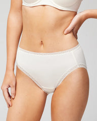 Soma / Cotton High-Leg Brief Panty with Lace Trim IVORY