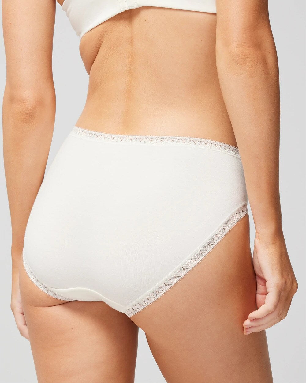 Soma / Cotton High-Leg Brief Panty with Lace Trim IVORY