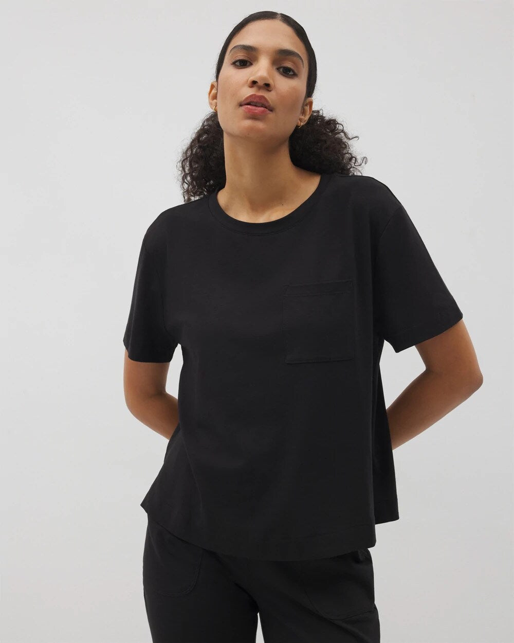 Soma / Short-Sleeve Pocket Pajama Tee BLACK