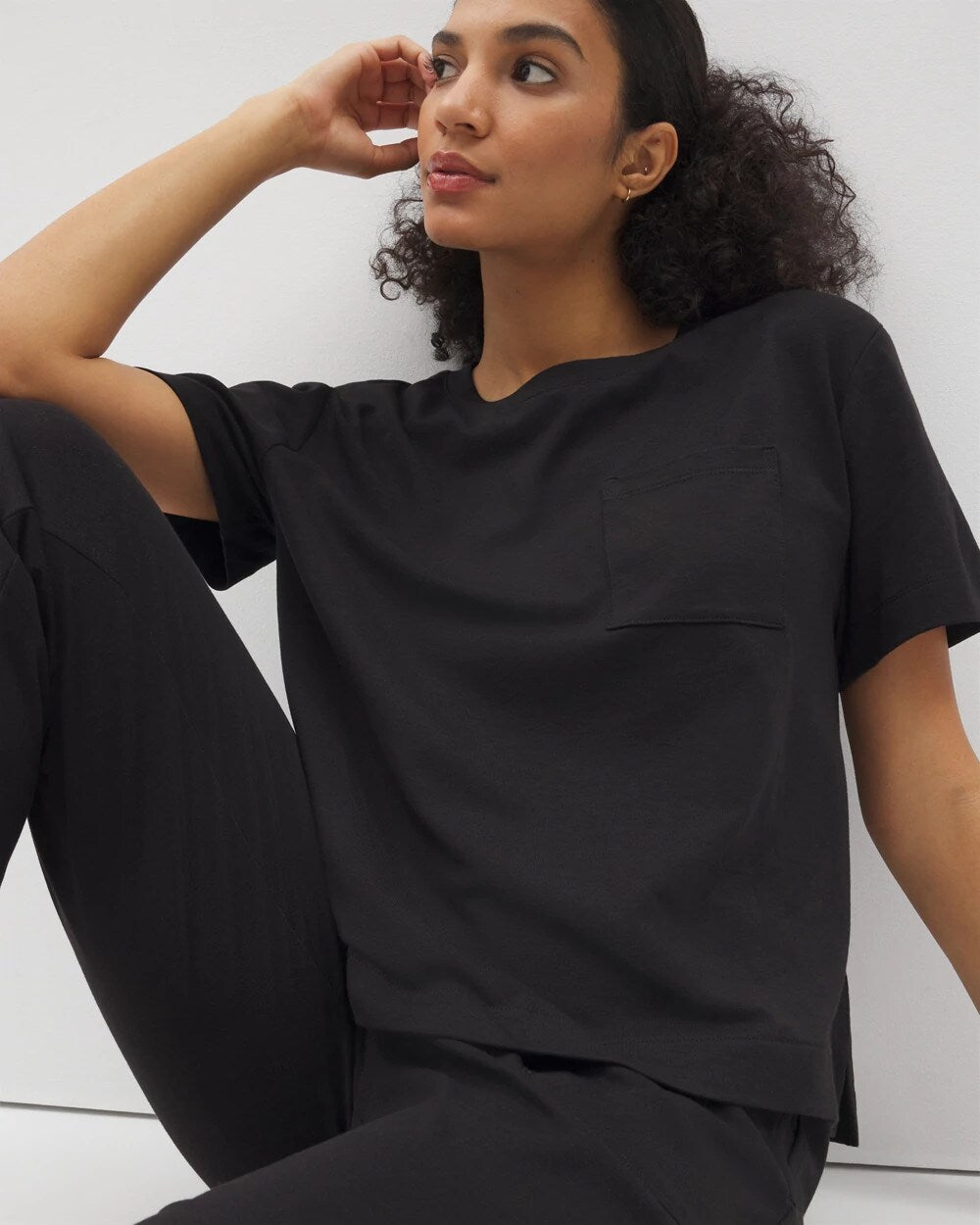 Soma / Short-Sleeve Pocket Pajama Tee BLACK