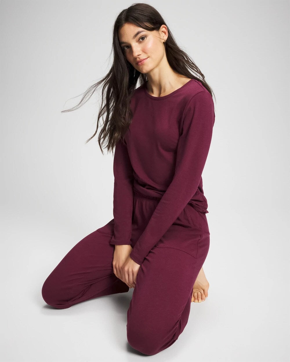Soma / Ruched Long Sleeve Pajama Tee VELVET PLUM