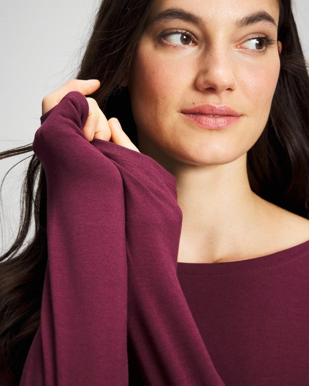 Soma / Ruched Long Sleeve Pajama Tee VELVET PLUM