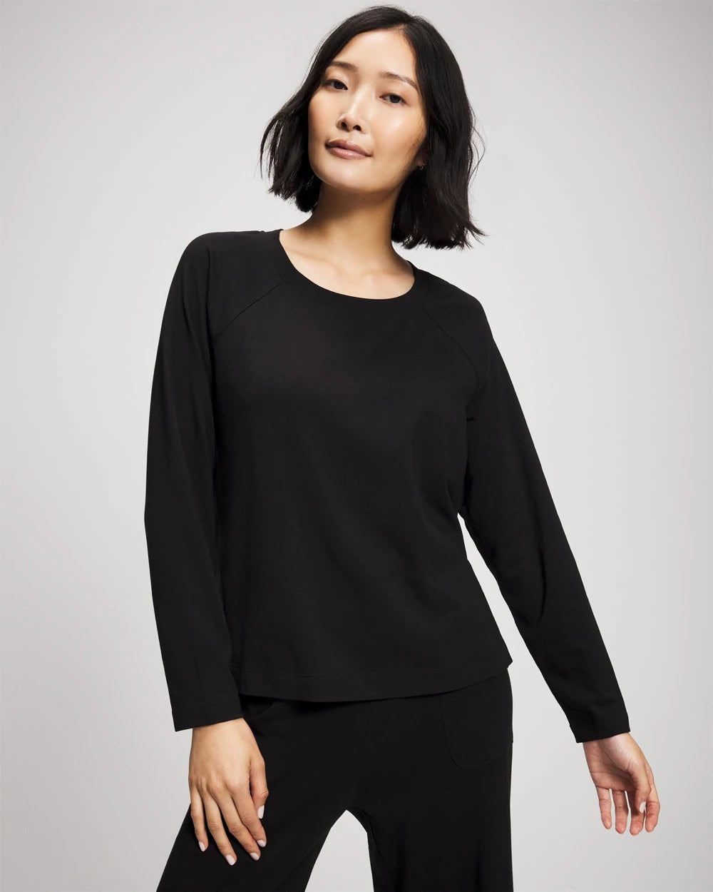 Soma / Most Loved Cotton Long Sleeve Pajama Tee BLACK