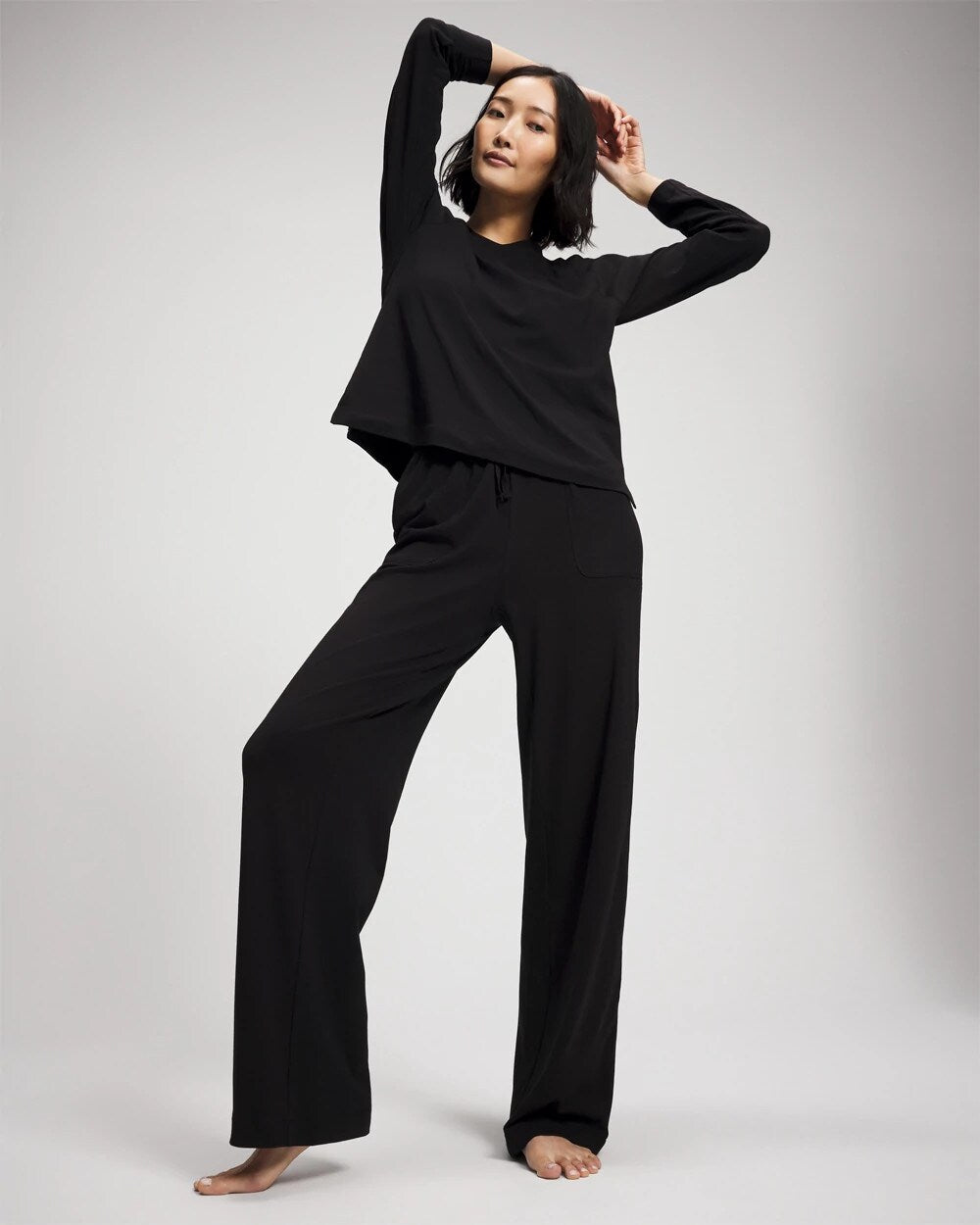 Soma / Most Loved Cotton Long Sleeve Pajama Tee BLACK