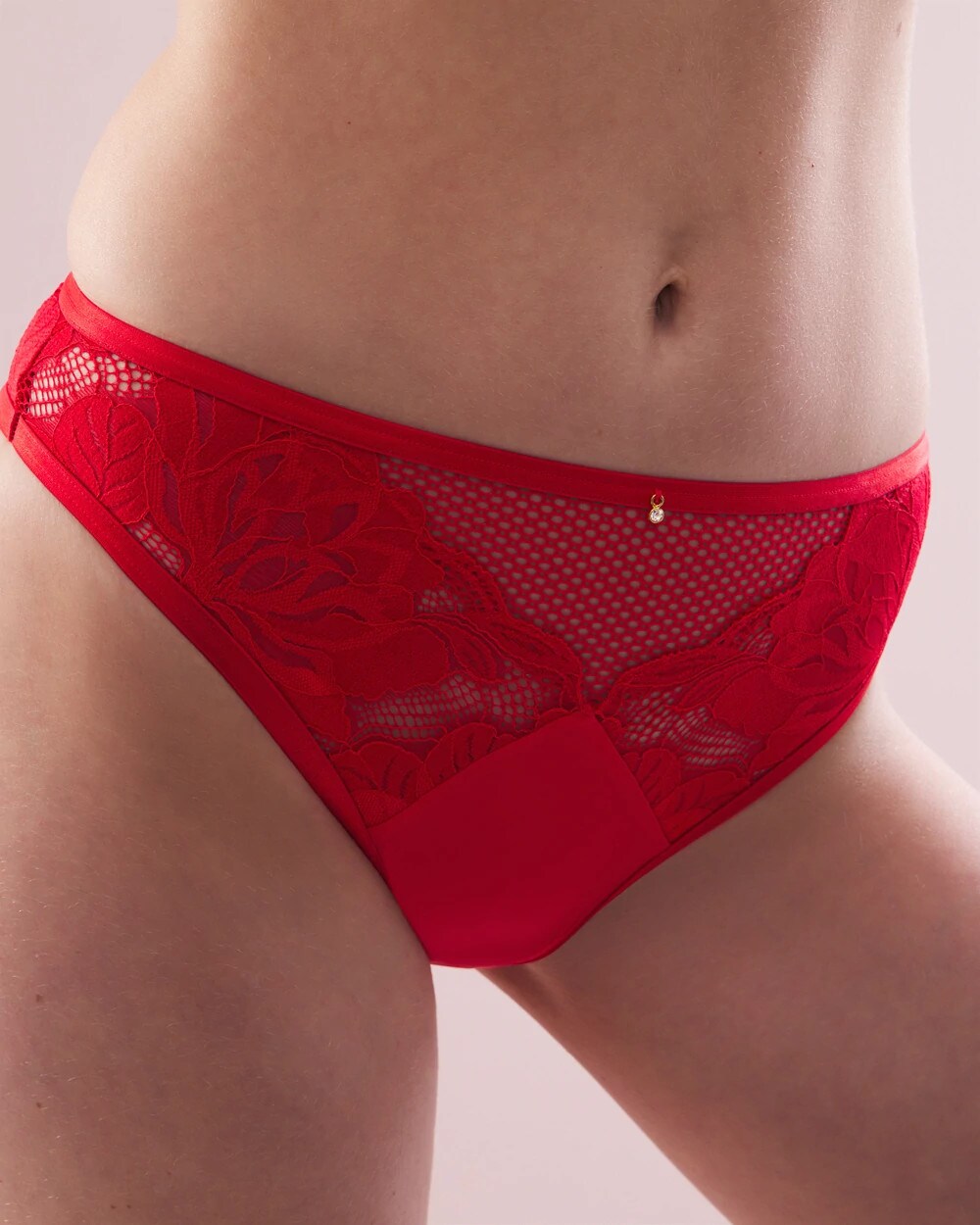 Soma / French-Cut Brief Panty with Mesh and Lace DARE ME RED