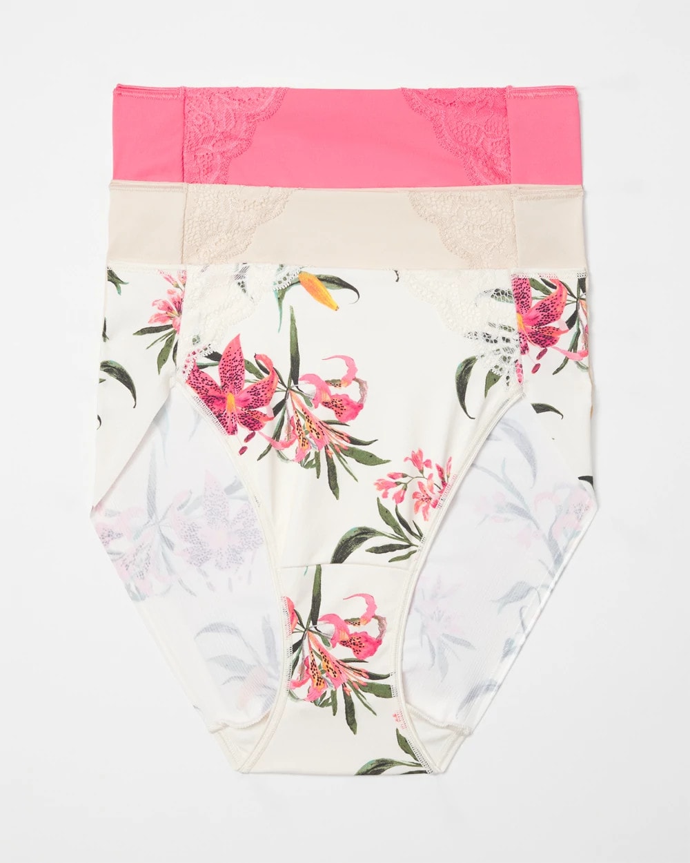 Soma / High-Leg Brief Panty with Lace 3 Pack CAMELLIA ROSE MULTIPACK