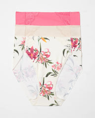 Soma / High-Leg Brief Panty with Lace 3 Pack CAMELLIA ROSE MULTIPACK