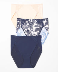 Soma / High-Leg Brief Panty with Lace 3 Pack NIGHTFALL NAVY MULTIPACK