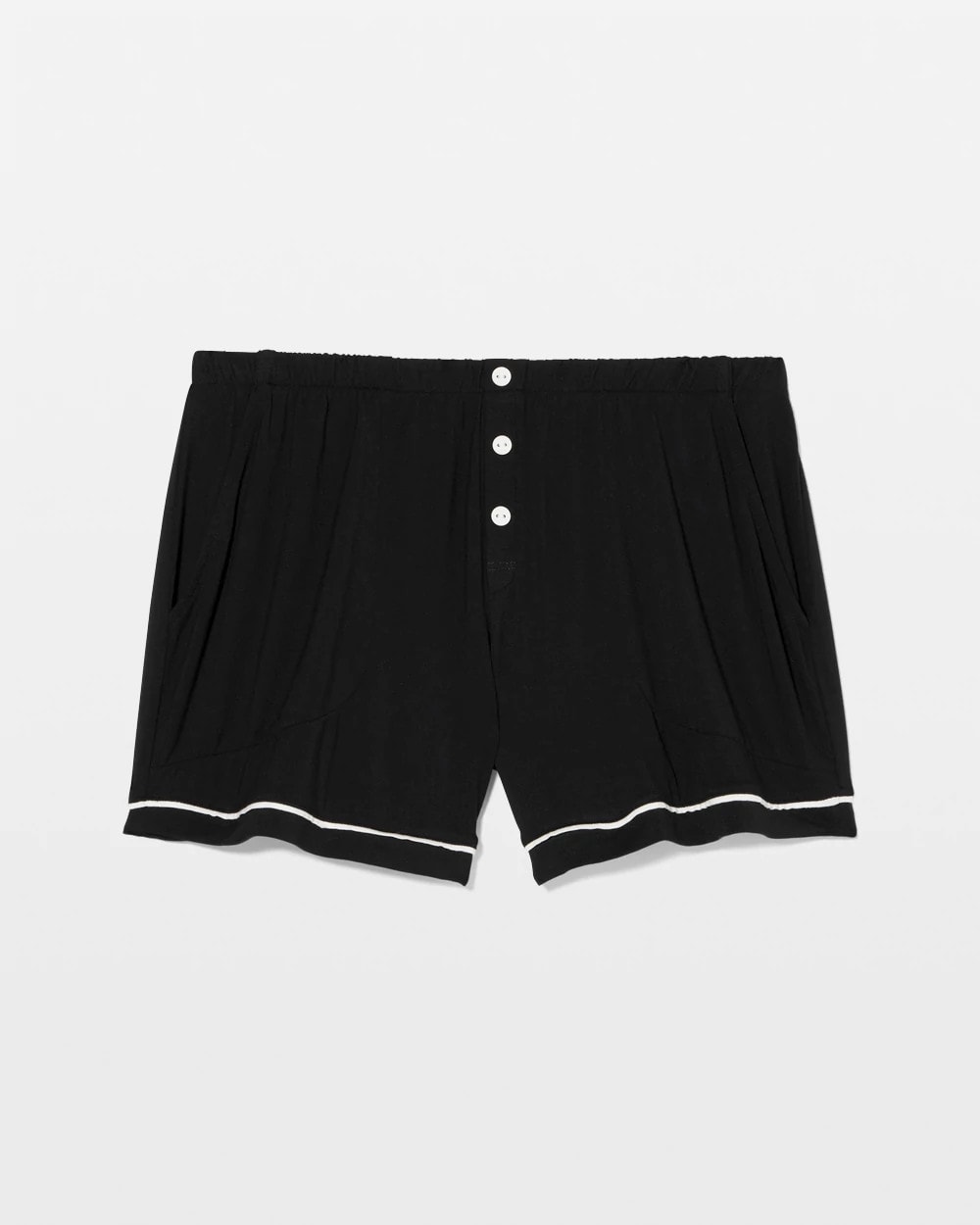 Soma / Solid Piped Pajama Shorts BLACK