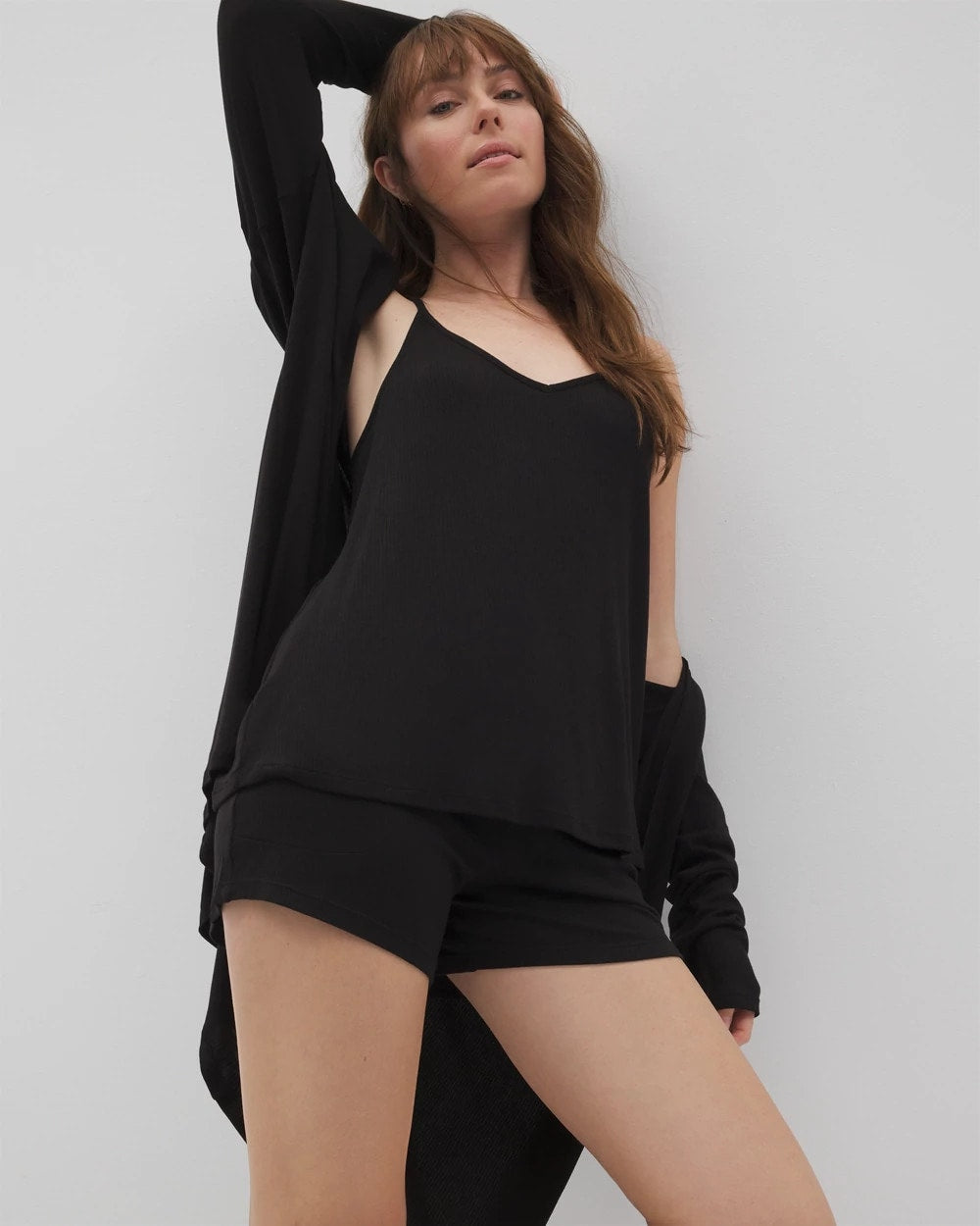 Soma / Lightweight Rib Knit Pajama Cami BLACK