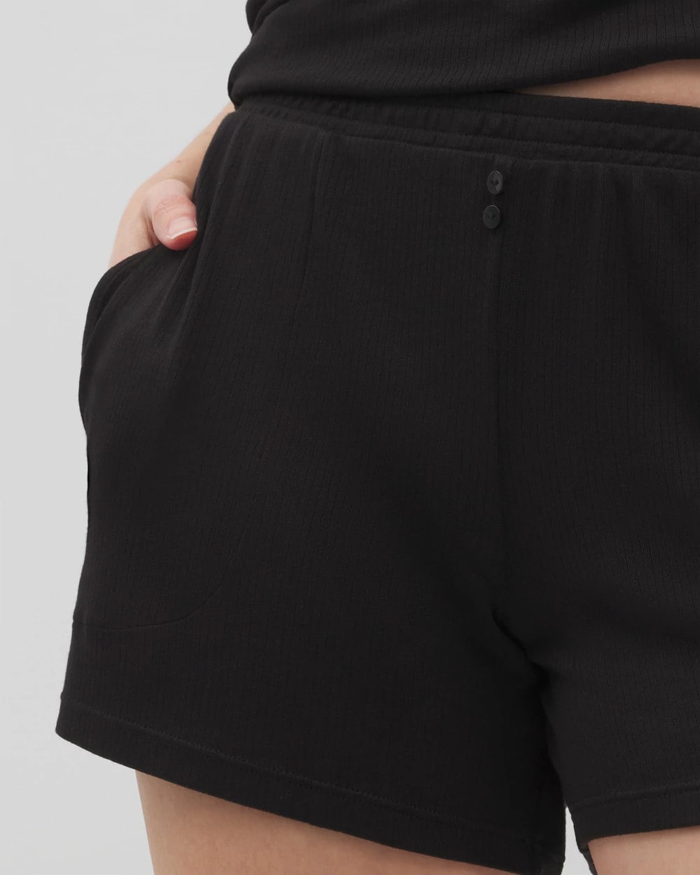 Soma / Lightweight Rib Knit Pajama Shorts BLACK