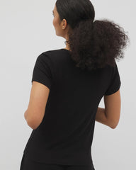 Soma / Lightweight Rib Knit Short Sleeve Pajama Tee BLACK
