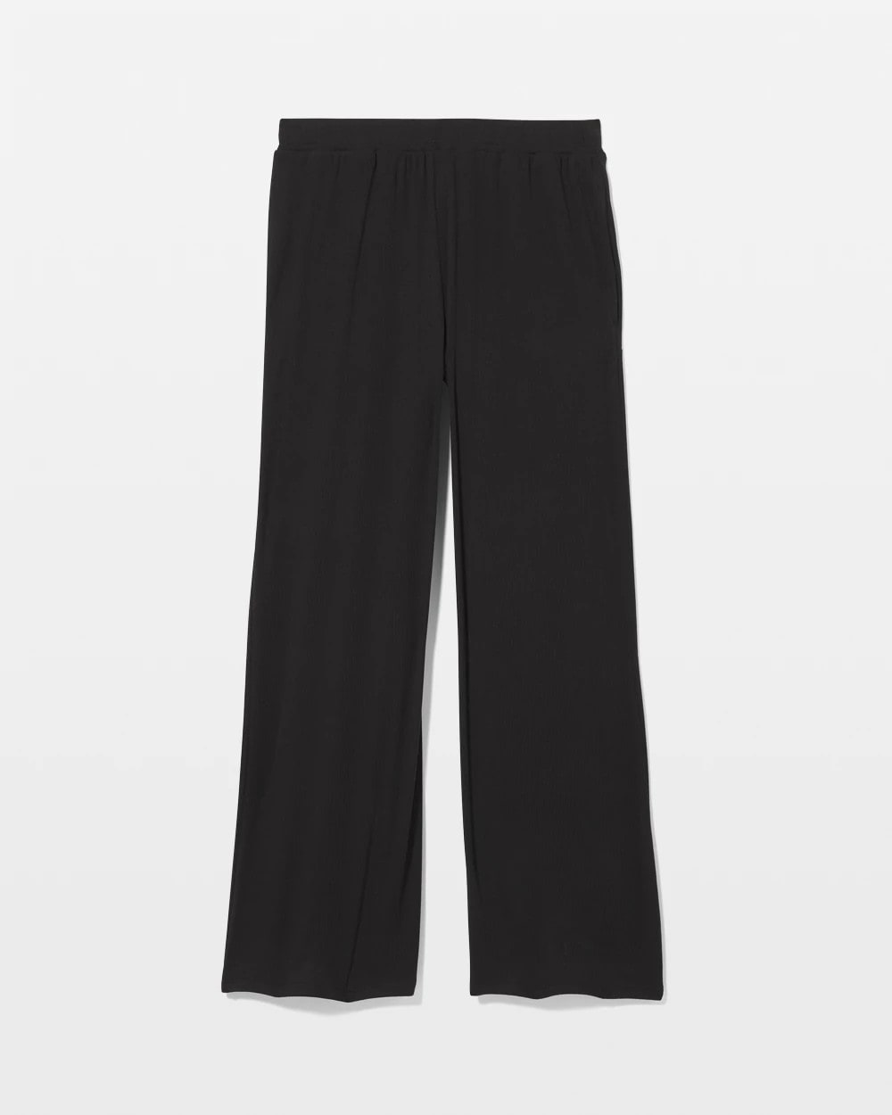 Soma / Lightweight Rib Knit Wide Leg Pajama Pants BLACK