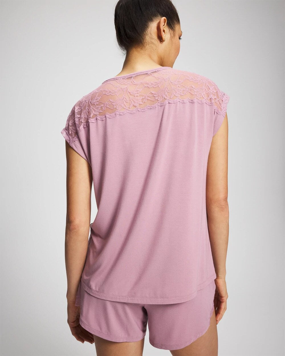Soma / Short Sleeve Lace Pajama Tee LILAC WINE