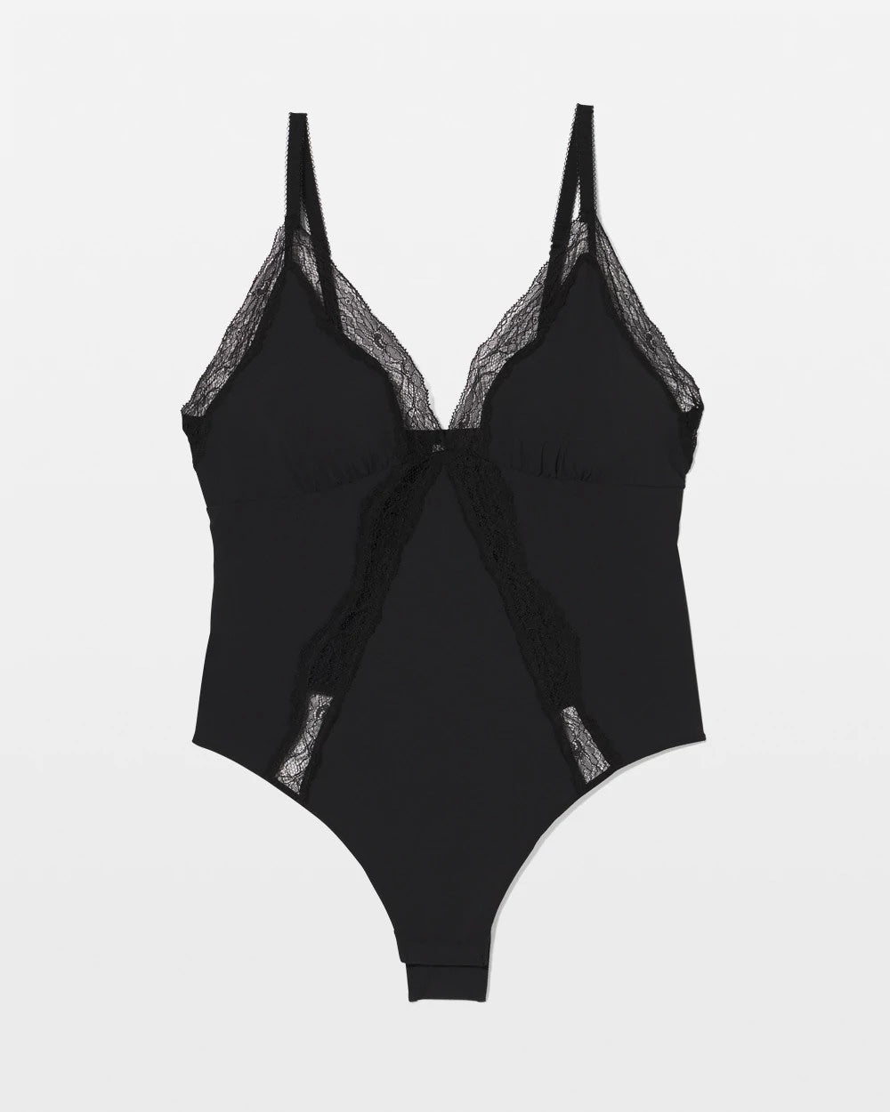 Soma / Stretch Crepe Lace Bodysuit BLACK