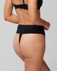 Soma / High-Waist Thong Panty With Lace BLACK