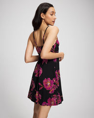 Soma / Classic Shirred Neck Chemise GILDED BLOOMS MAGENTA